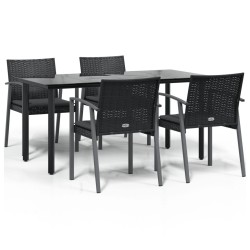 vidaXL 5-tlg. Garten-Essgruppe mit Kissen Poly Rattan und Stahl