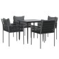 vidaXL 5-tlg. Garten-Essgruppe mit Kissen Poly Rattan und Stahl vidaXL 5-tlg. Garten-Essgruppe mit Kissen Poly Rattan und Stahl