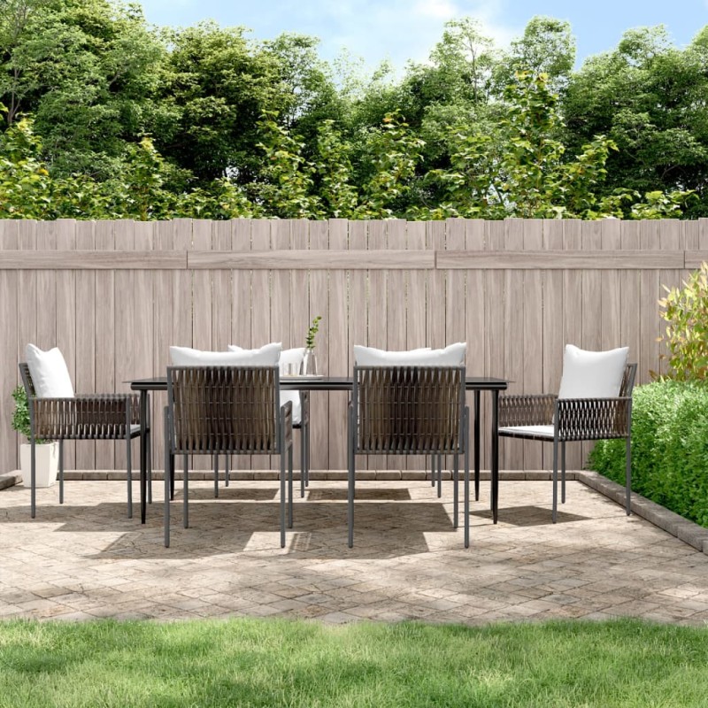 vidaXL 7-tlg. Garten-Essgruppe mit Kissen Poly Rattan und Stahl vidaXL 7-tlg. Garten-Essgruppe mit Kissen Poly Rattan und Stahl