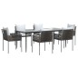 vidaXL 7-tlg. Garten-Essgruppe mit Kissen Poly Rattan und Stahl vidaXL 7-tlg. Garten-Essgruppe mit Kissen Poly Rattan und Stahl