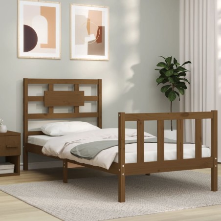 vidaXL Massivholzbett mit Kopfteil Honigbraun 90x200 cm