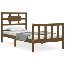 vidaXL Massivholzbett mit Kopfteil Honigbraun 90x200 cm