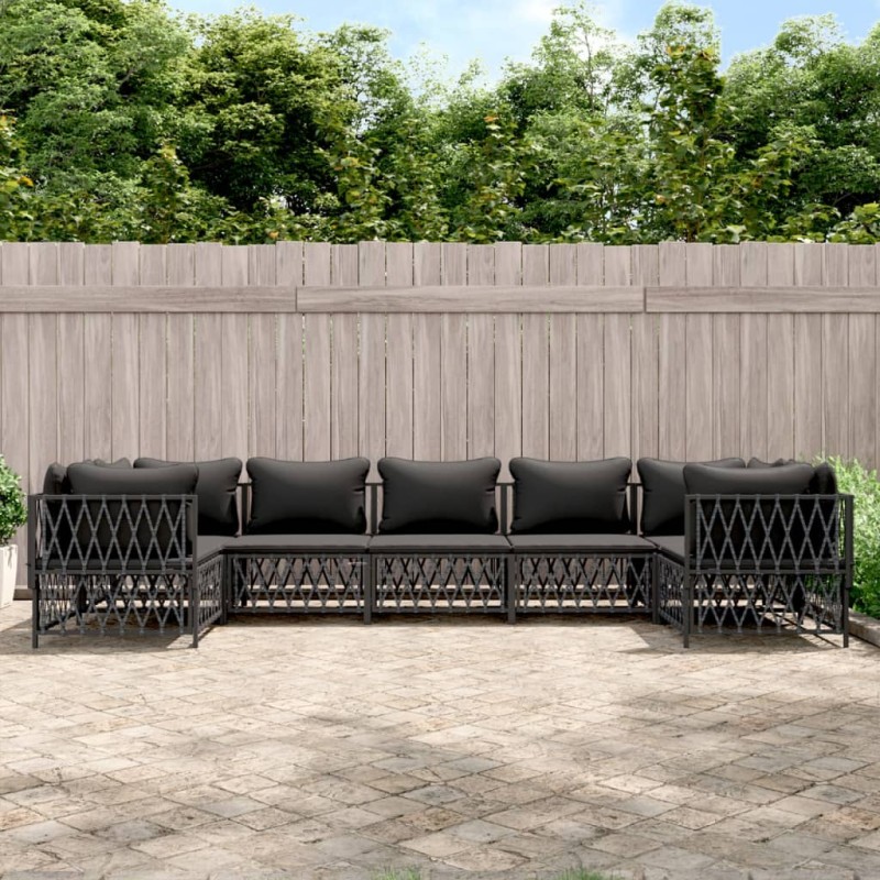 vidaXL 7-tlg. Garten-Lounge-Set mit Kissen Anthrazit Stahl vidaXL 7-tlg. Garten-Lounge-Set mit Kissen Anthrazit Stahl