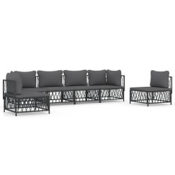 vidaXL 6-tlg. Garten-Lounge-Set mit Kissen Anthrazit Stahl
