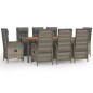 vidaXL 9-tlg. Garten-Essgruppe mit Kissen Grau Poly Rattan vidaXL 9-tlg. Garten-Essgruppe mit Kissen Grau Poly Rattan