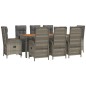 vidaXL 9-tlg. Garten-Essgruppe mit Kissen Grau Poly Rattan vidaXL 9-tlg. Garten-Essgruppe mit Kissen Grau Poly Rattan