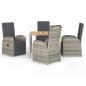 vidaXL 5-tlg. Garten-Essgruppe mit Kissen Grau Poly Rattan vidaXL 5-tlg. Garten-Essgruppe mit Kissen Grau Poly Rattan