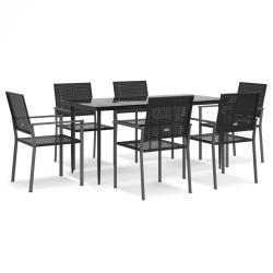 vidaXL 7-tlg. Garten-Essgruppe Poly Rattan und Stahl