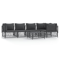 vidaXL 6-tlg. Garten-Lounge-Set mit Kissen Anthrazit Stahl