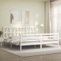 vidaXL Massivholzbett mit Kopfteil Weiß 200x200 cm vidaXL Massivholzbett mit Kopfteil Weiß 200x200 cm