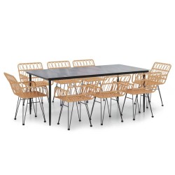 vidaXL 9-tlg. Garten-Essgruppe Poly Rattan