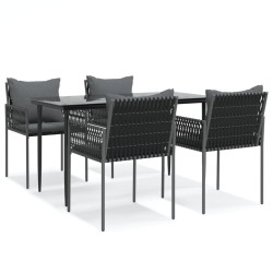 vidaXL 5-tlg. Garten-Essgruppe mit Kissen Poly Rattan und Stahl