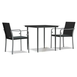 vidaXL 3-tlg. Garten-Essgruppe mit Kissen Poly Rattan und Stahl