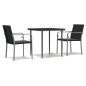 vidaXL 3-tlg. Garten-Essgruppe mit Kissen Poly Rattan und Stahl vidaXL 3-tlg. Garten-Essgruppe mit Kissen Poly Rattan und Stahl