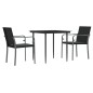 vidaXL 3-tlg. Garten-Essgruppe mit Kissen Poly Rattan und Stahl vidaXL 3-tlg. Garten-Essgruppe mit Kissen Poly Rattan und Stahl