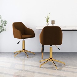 Esszimmerstühle 2 Stk. Drehbar Braun Samt