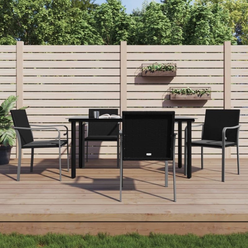 vidaXL 5-tlg. Garten-Essgruppe mit Kissen Poly Rattan und Stahl vidaXL 5-tlg. Garten-Essgruppe mit Kissen Poly Rattan und Stahl