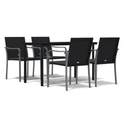 vidaXL 5-tlg. Garten-Essgruppe mit Kissen Poly Rattan und Stahl