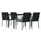 vidaXL 5-tlg. Garten-Essgruppe mit Kissen Poly Rattan und Stahl vidaXL 5-tlg. Garten-Essgruppe mit Kissen Poly Rattan und Stahl