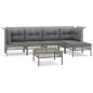 vidaXL 6-tlg. Garten-Lounge-Set mit Kissen Grau Poly Rattan vidaXL 6-tlg. Garten-Lounge-Set mit Kissen Grau Poly Rattan