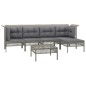 vidaXL 6-tlg. Garten-Lounge-Set mit Kissen Grau Poly Rattan vidaXL 6-tlg. Garten-Lounge-Set mit Kissen Grau Poly Rattan