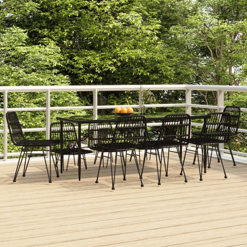 vidaXL 9-tlg. Garten-Essgruppe Schwarz Poly Rattan vidaXL 9-tlg. Garten-Essgruppe Schwarz Poly Rattan