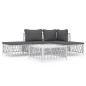 vidaXL 5-tlg. Garten-Lounge-Set mit Kissen Weiß Stahl vidaXL 5-tlg. Garten-Lounge-Set mit Kissen Weiß Stahl