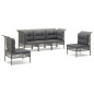 vidaXL 5-tlg. Garten-Lounge-Set mit Kissen Grau Poly Rattan vidaXL 5-tlg. Garten-Lounge-Set mit Kissen Grau Poly Rattan
