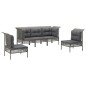 vidaXL 5-tlg. Garten-Lounge-Set mit Kissen Grau Poly Rattan vidaXL 5-tlg. Garten-Lounge-Set mit Kissen Grau Poly Rattan