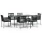 vidaXL 7-tlg. Garten-Essgruppe mit Kissen Schwarz Poly Rattan & Stahl vidaXL 7-tlg. Garten-Essgruppe mit Kissen Schwarz Poly Rattan & Stahl