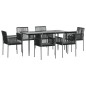 vidaXL 7-tlg. Garten-Essgruppe mit Kissen Schwarz Poly Rattan & Stahl vidaXL 7-tlg. Garten-Essgruppe mit Kissen Schwarz Poly Rattan & Stahl