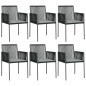 vidaXL 7-tlg. Garten-Essgruppe mit Kissen Schwarz Poly Rattan & Stahl vidaXL 7-tlg. Garten-Essgruppe mit Kissen Schwarz Poly Rattan & Stahl