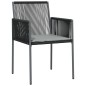 vidaXL 7-tlg. Garten-Essgruppe mit Kissen Schwarz Poly Rattan & Stahl vidaXL 7-tlg. Garten-Essgruppe mit Kissen Schwarz Poly Rattan & Stahl