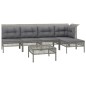 vidaXL 6-tlg. Garten-Lounge-Set mit Kissen Grau Poly Rattan vidaXL 6-tlg. Garten-Lounge-Set mit Kissen Grau Poly Rattan