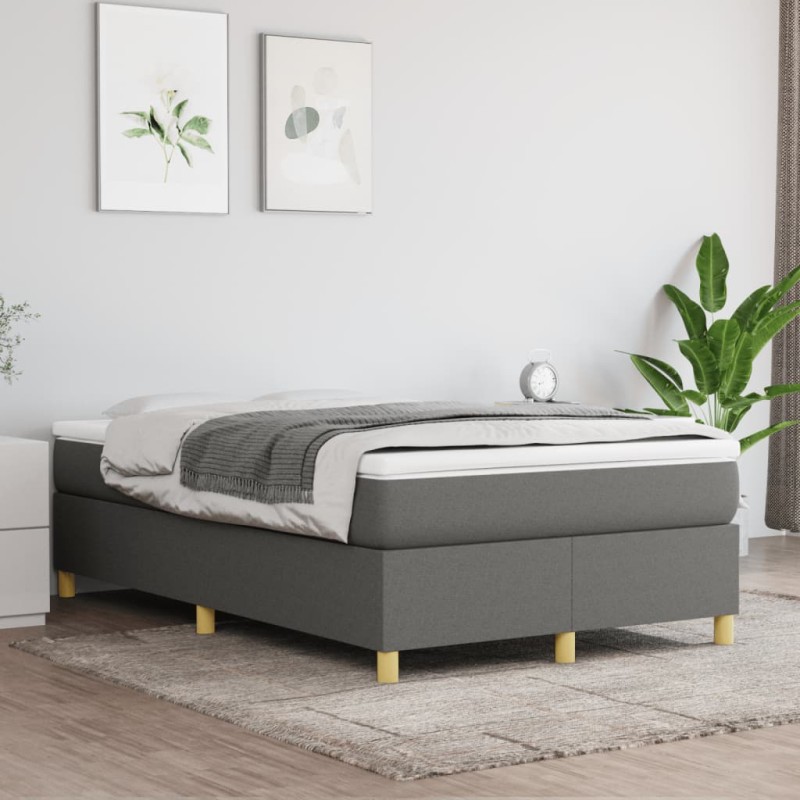 vidaXL Boxspringbett mit Matratze Dunkelgrau 120x200 cm Stoff vidaXL Boxspringbett mit Matratze Dunkelgrau 120x200 cm Stoff