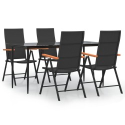vidaXL 5-tlg. Garten-Essgruppe Schwarz und Braun Poly Rattan