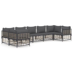 vidaXL 7-tlg. Garten-Lounge-Set mit Kissen Anthrazit Poly Rattan
