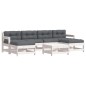 vidaXL 7-tlg. Garten-Lounge-Set mit Kissen Weiß Massivholz vidaXL 7-tlg. Garten-Lounge-Set mit Kissen Weiß Massivholz