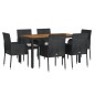 vidaXL 7-tlg. Garten-Essgruppe mit Kissen Schwarz Poly Rattan vidaXL 7-tlg. Garten-Essgruppe mit Kissen Schwarz Poly Rattan