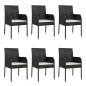 vidaXL 7-tlg. Garten-Essgruppe mit Kissen Schwarz Poly Rattan vidaXL 7-tlg. Garten-Essgruppe mit Kissen Schwarz Poly Rattan