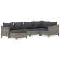 vidaXL 6-tlg. Garten-Lounge-Set mit Kissen Grau Poly Rattan vidaXL 6-tlg. Garten-Lounge-Set mit Kissen Grau Poly Rattan