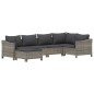 vidaXL 6-tlg. Garten-Lounge-Set mit Kissen Grau Poly Rattan vidaXL 6-tlg. Garten-Lounge-Set mit Kissen Grau Poly Rattan
