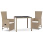 vidaXL 3-tlg. Garten-Essgruppe mit Kissen Beige Poly Rattan vidaXL 3-tlg. Garten-Essgruppe mit Kissen Beige Poly Rattan