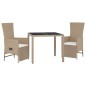 vidaXL 3-tlg. Garten-Essgruppe mit Kissen Beige Poly Rattan vidaXL 3-tlg. Garten-Essgruppe mit Kissen Beige Poly Rattan