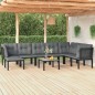 vidaXL 9-tlg. Garten-Lounge-Set Schwarz und Grau Poly Rattan vidaXL 9-tlg. Garten-Lounge-Set Schwarz und Grau Poly Rattan