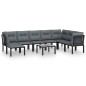 vidaXL 9-tlg. Garten-Lounge-Set Schwarz und Grau Poly Rattan vidaXL 9-tlg. Garten-Lounge-Set Schwarz und Grau Poly Rattan