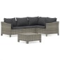 vidaXL 5-tlg. Garten-Lounge-Set mit Kissen Grau Poly Rattan vidaXL 5-tlg. Garten-Lounge-Set mit Kissen Grau Poly Rattan