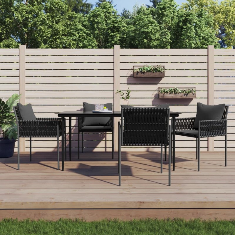 vidaXL 5-tlg. Garten-Essgruppe mit Kissen Poly Rattan und Stahl vidaXL 5-tlg. Garten-Essgruppe mit Kissen Poly Rattan und Stahl