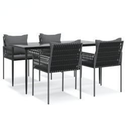 vidaXL 5-tlg. Garten-Essgruppe mit Kissen Poly Rattan und Stahl