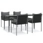 vidaXL 5-tlg. Garten-Essgruppe mit Kissen Poly Rattan und Stahl vidaXL 5-tlg. Garten-Essgruppe mit Kissen Poly Rattan und Stahl